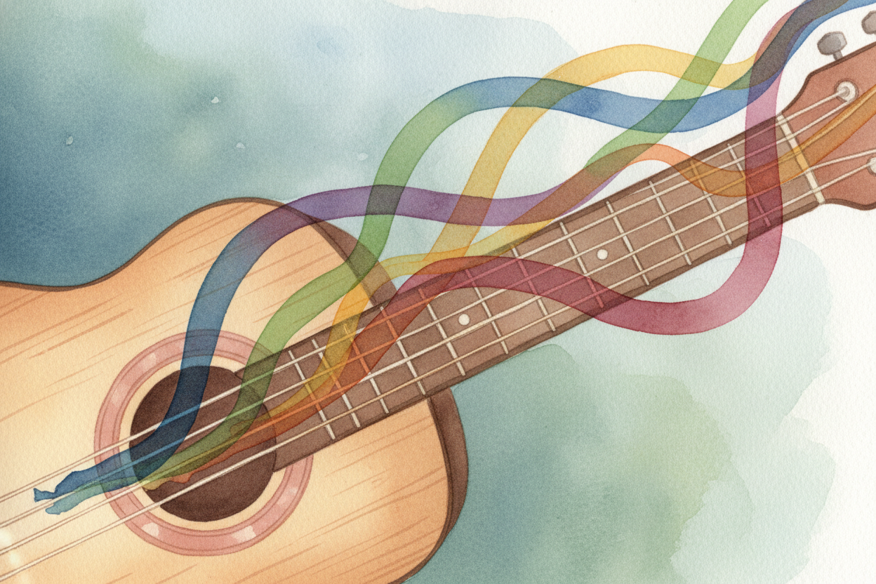 ~~There's one more layer:~~ you can play more than one string at the same time. Press three strings at three frets and s