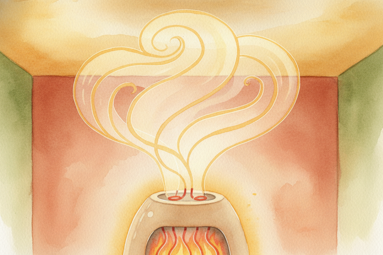 Hot air is lighter than cold air — **same amount of stuff, but spread out more** because it's ~~bouncing so hard~~. *Lig