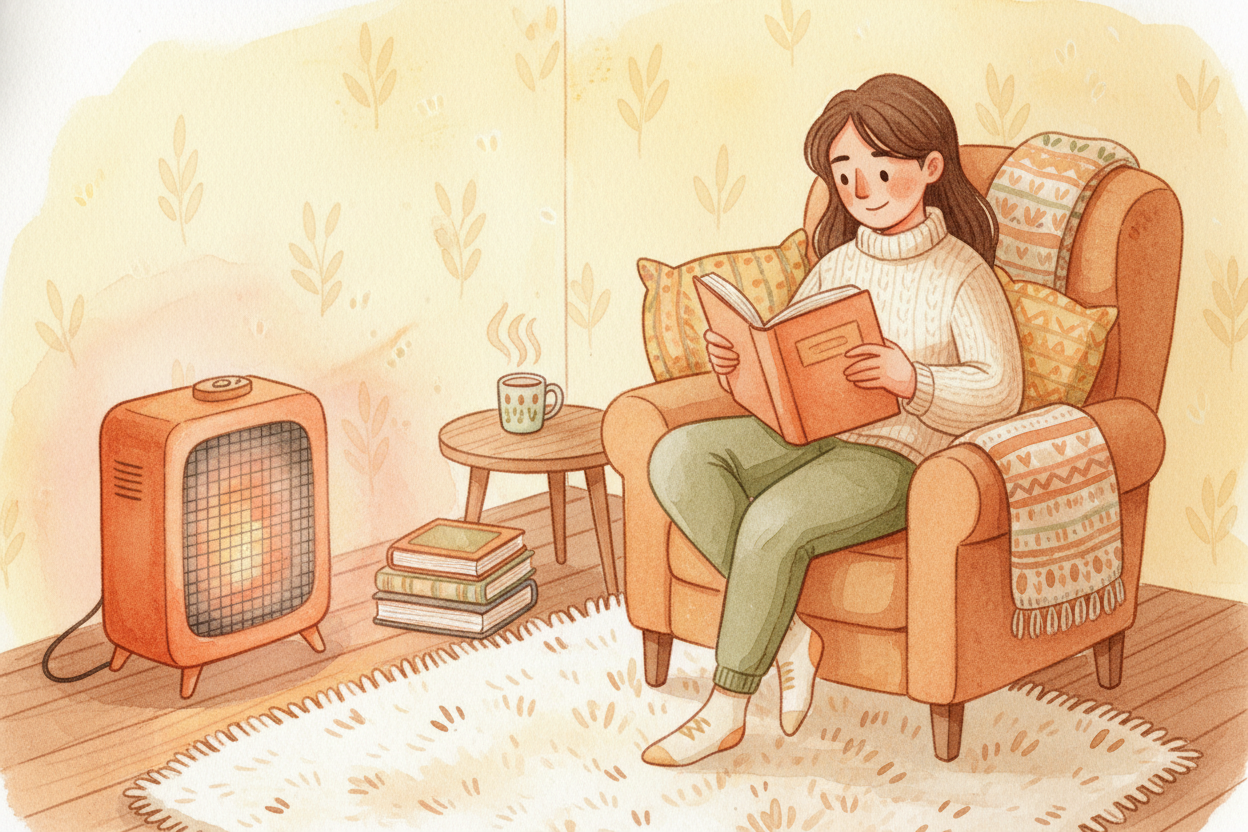 Half an hour later, the whole room feels cozy. The air's been cycled and reheated dozens of times. Every surface has soa