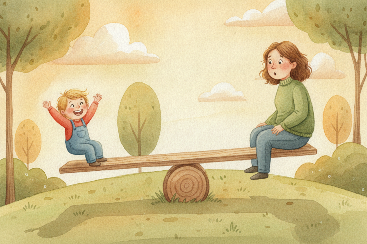 ~~Picture a seesaw~~ with a big grown-up on one side and a tiny kid on the other. Normally the grown-up wins instantly. 