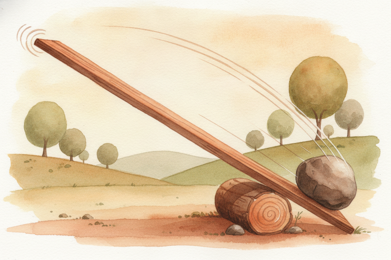 ~~But hold on~~ — **you can't get something for nothing**. The catch is the trade. To lift the boulder up just a few inc