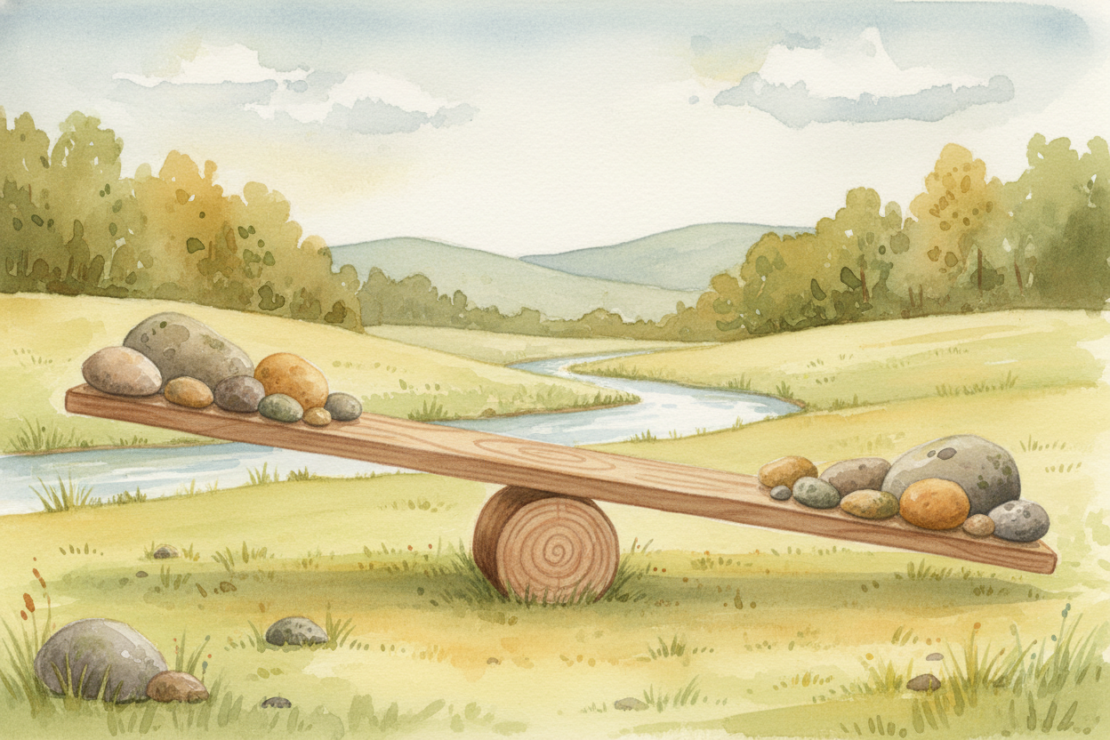 ~~First, forget magic~~—this is about balance. Imagine you're **arranging weights on a seesaw**. If you put a heavy rock