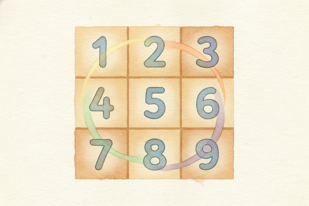 ~~Here's the key:~~ **opposite numbers always add up to 10**. Look across the center through 5: *2+8=10, 4+6=10, 1+9=10,