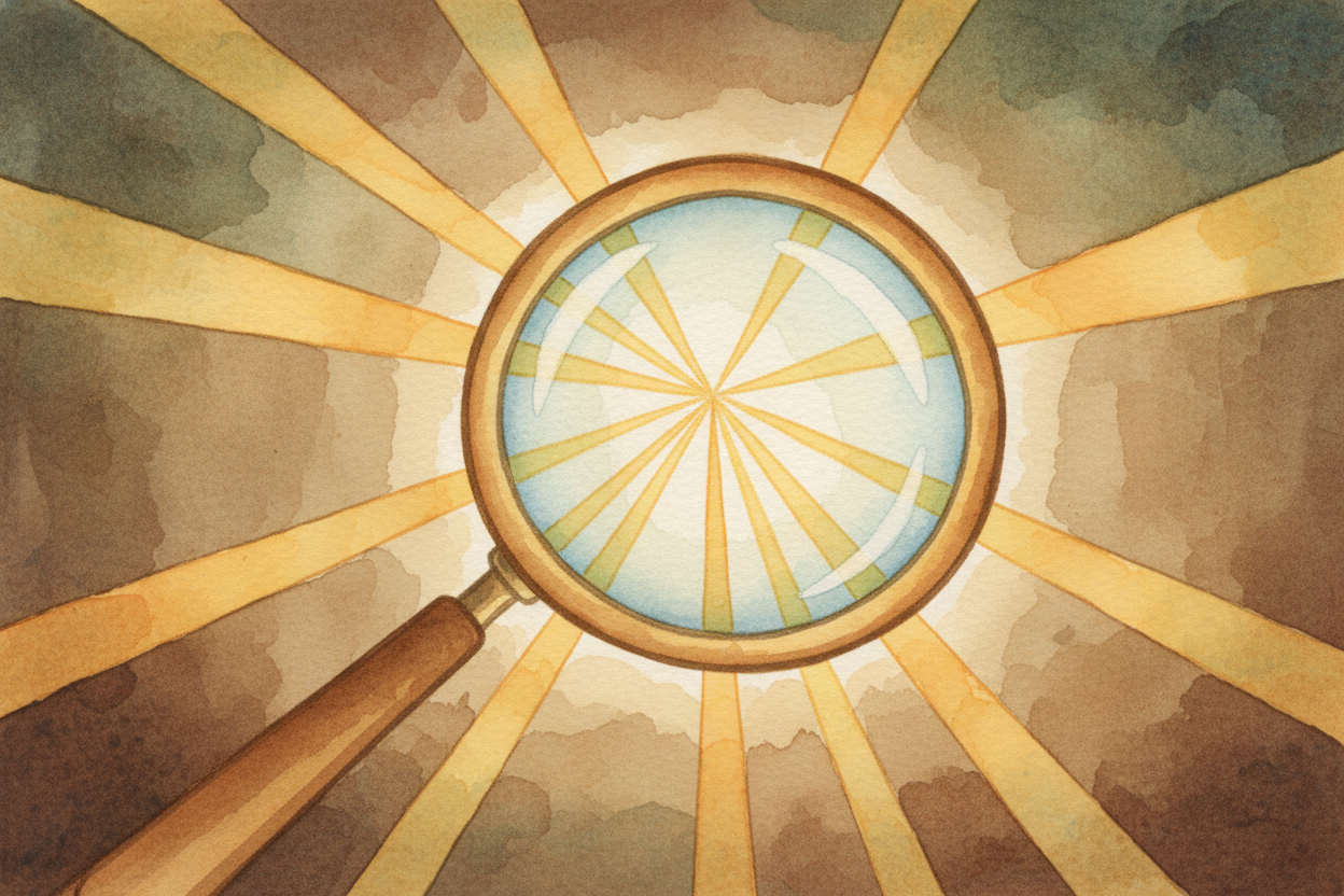 The glass bends the rays inward, aiming them all toward each other, **like friends leaning in for a group hug**. This be