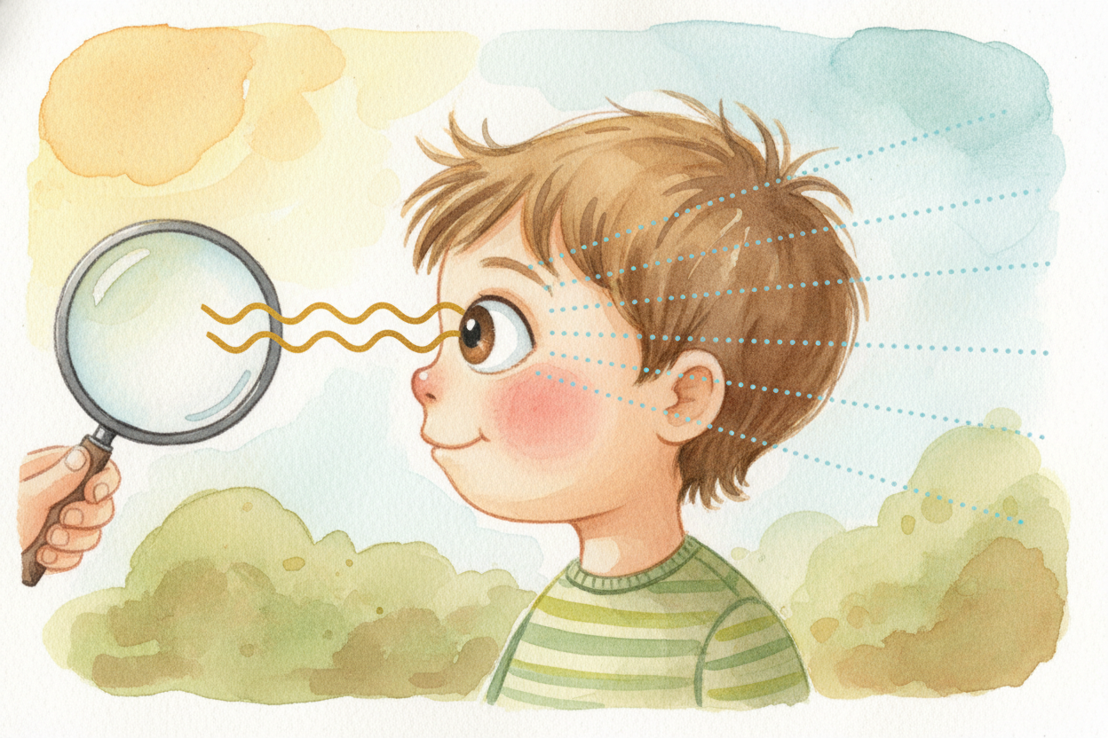~~Now here's where your brain gets fooled.~~ Your brain **assumes light always travels in straight lines** — _it doesn't