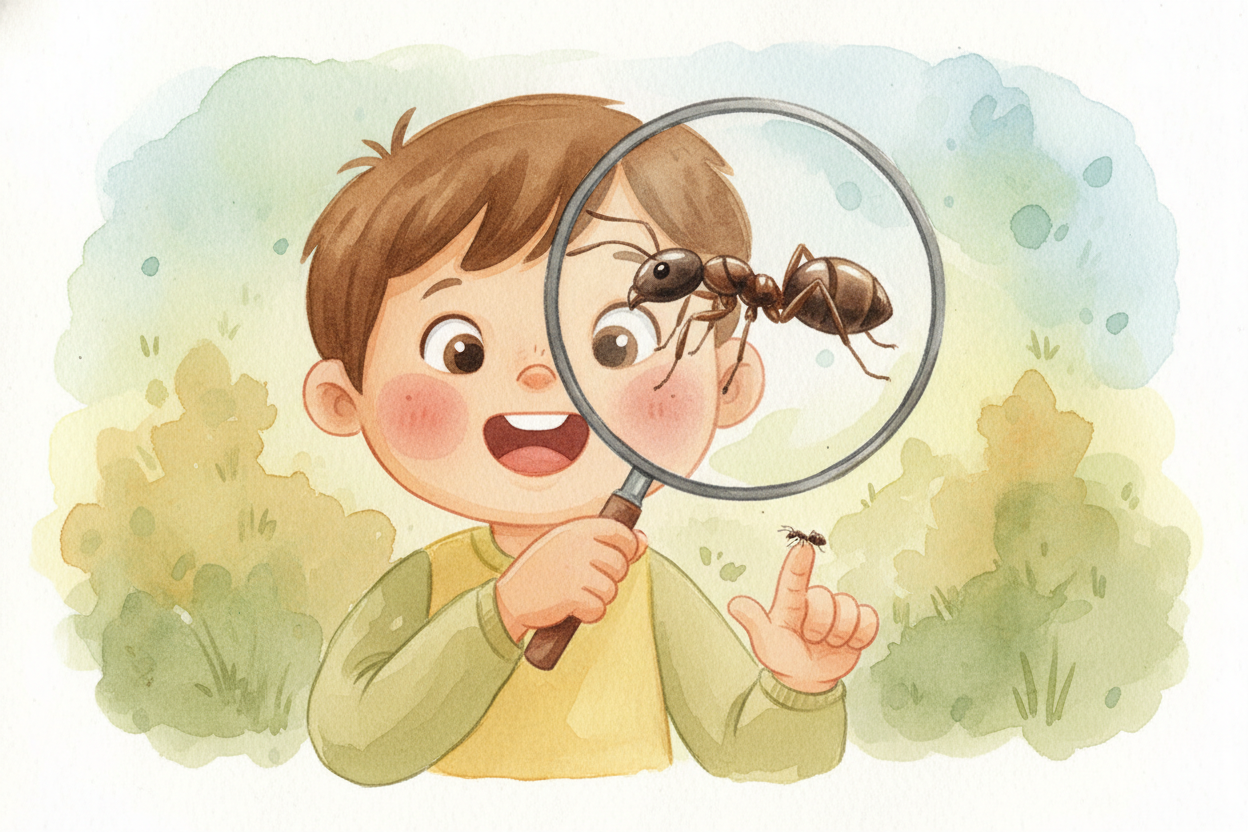So the magnifying glass isn't magic — it's just really good at **lying to your brain**. It bends light, your brain follo
