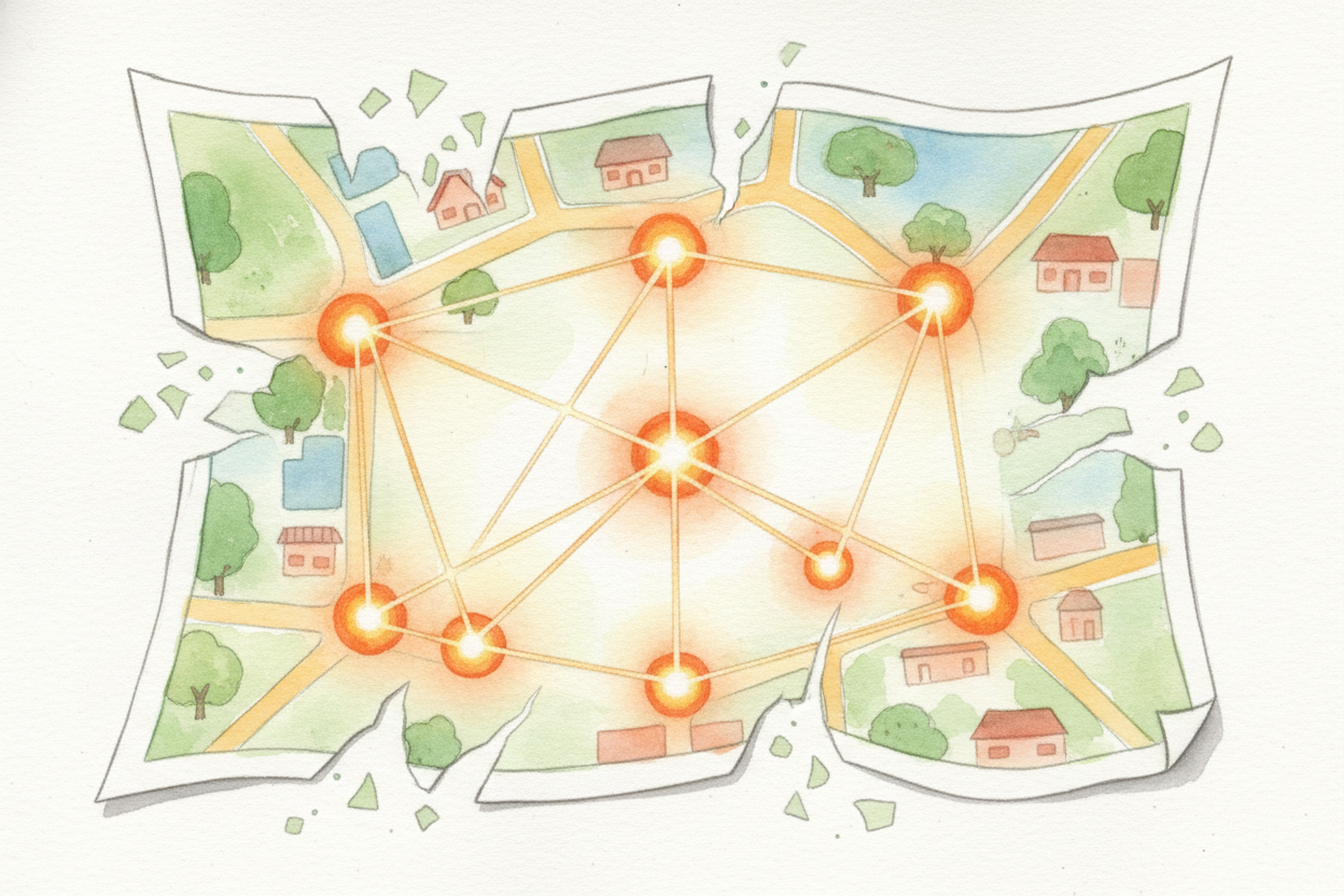 First, the app needs a map — ~~not the picture you see, but a secret map underneath~~ made of dots and lines. **Every in