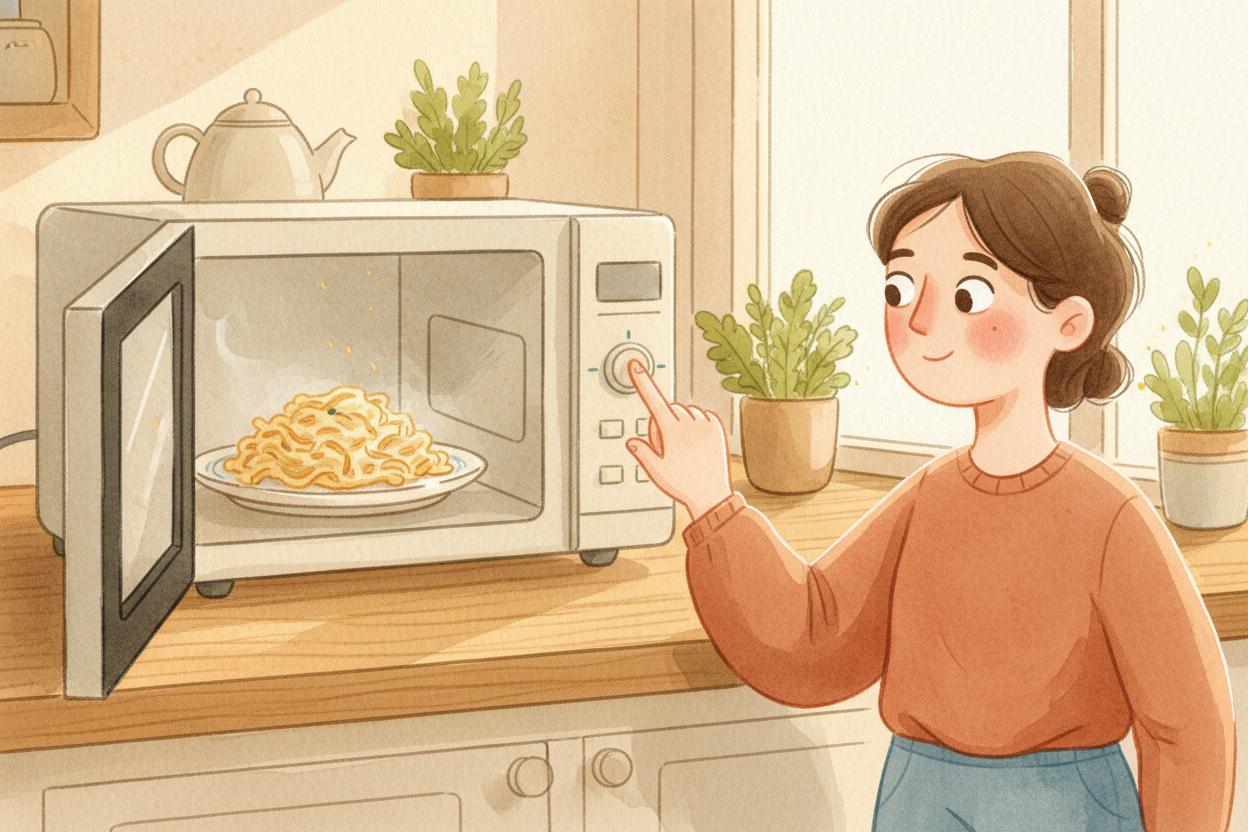 You press a button, the microwave hums, and sixty seconds later your leftovers are piping hot. ~~But nothing glowed red 