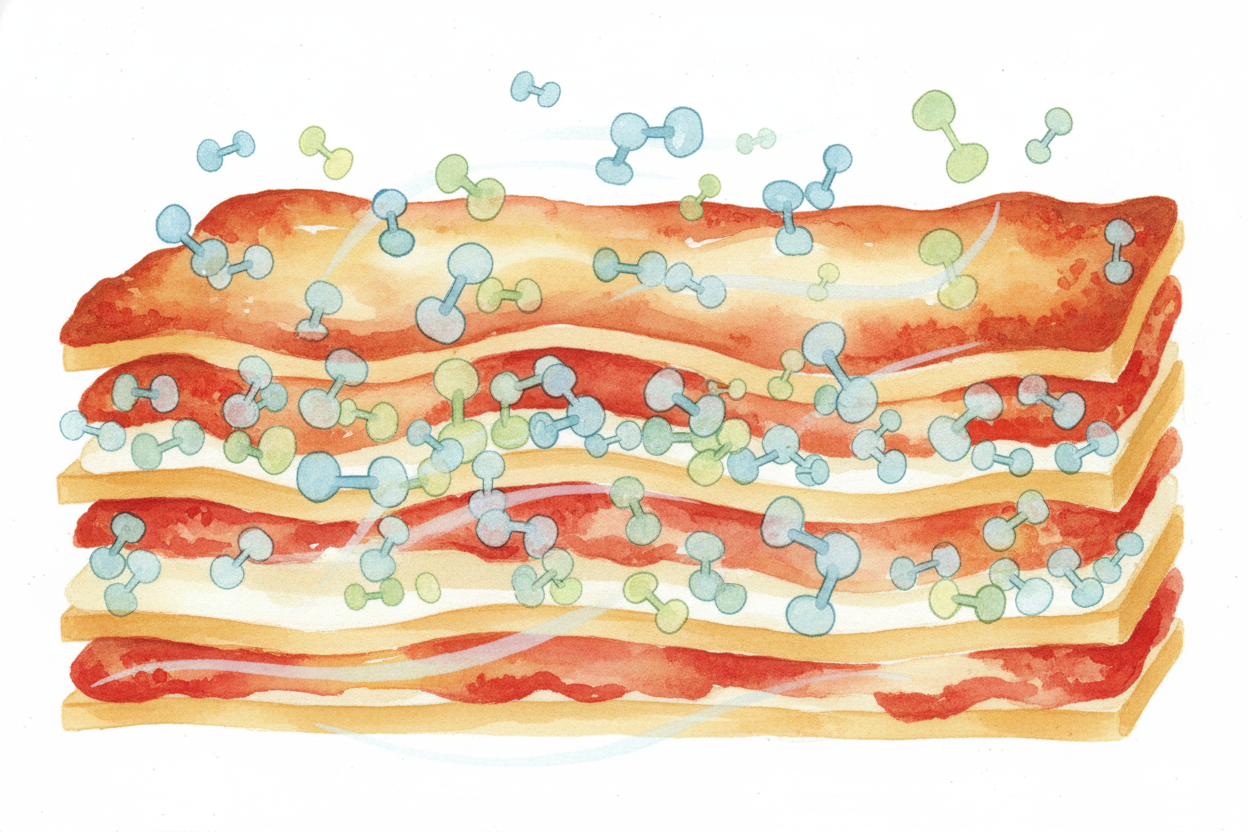 Your food — that pasta, a mug of coffee, a slice of pizza — is full of tiny water molecules. Normally they jiggle around