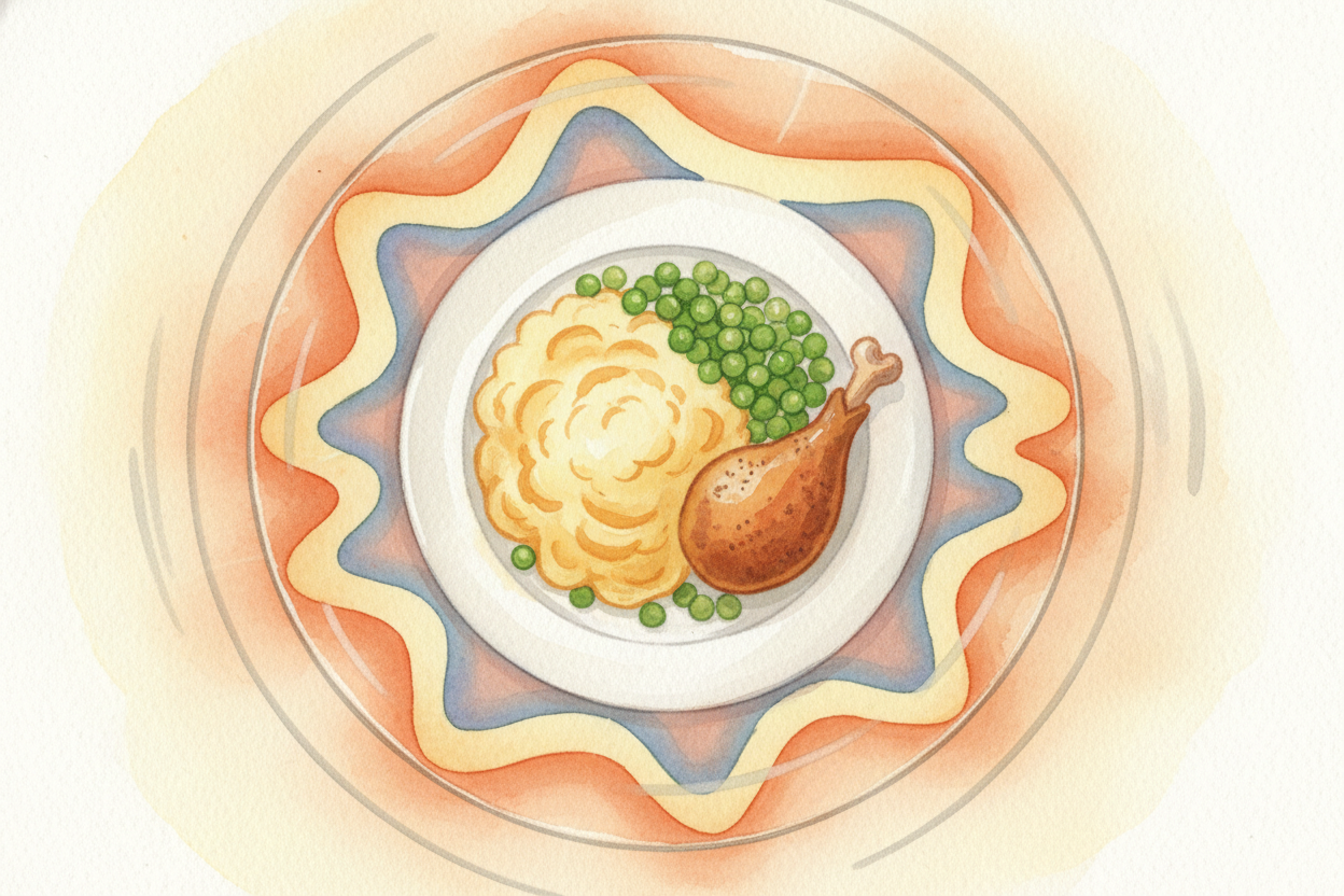 The **spinning glass plate** tries to fix this. As your food rotates, different parts move through the hot zones and col