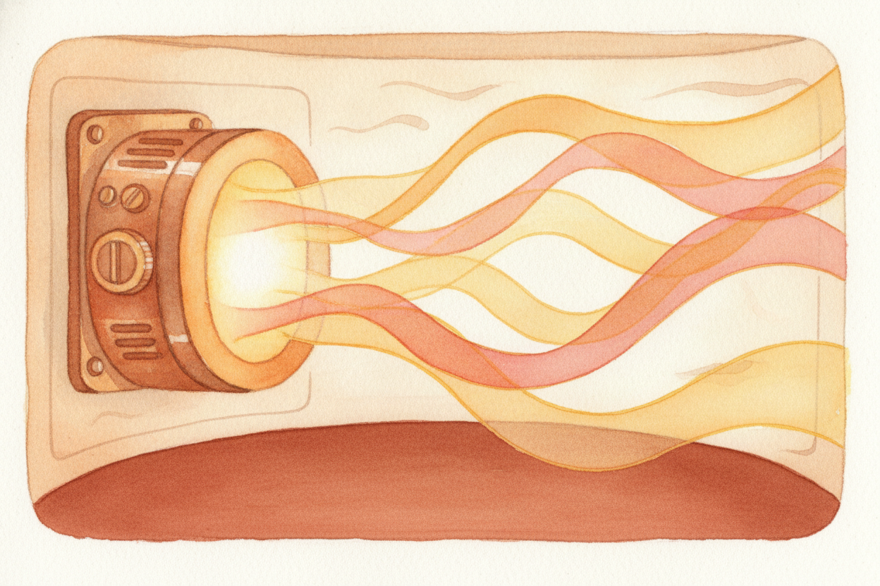 Inside the oven, a part called the ++magnetron++ makes these waves and **floods the chamber** with them. The waves flip 