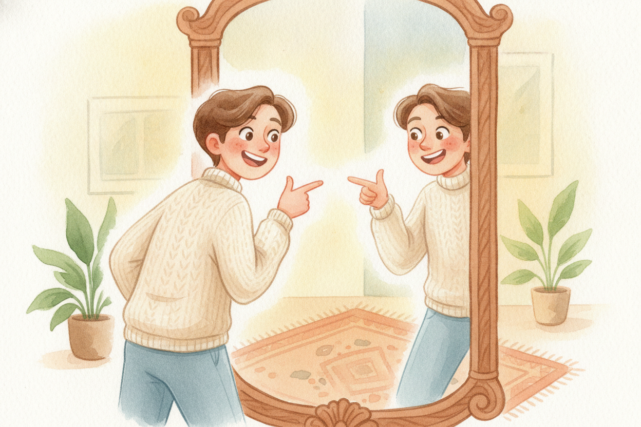 ~~So there's no twin in the glass~~, and no tiny world behind the wall. There's just light — leaving you, hitting someth