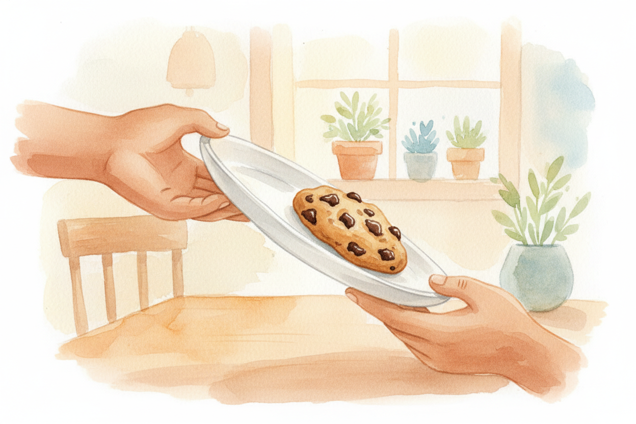~~Here's how it works.~~ Imagine you're holding a cookie on a plate. **Tilt the plate left — the cookie slides left**. *