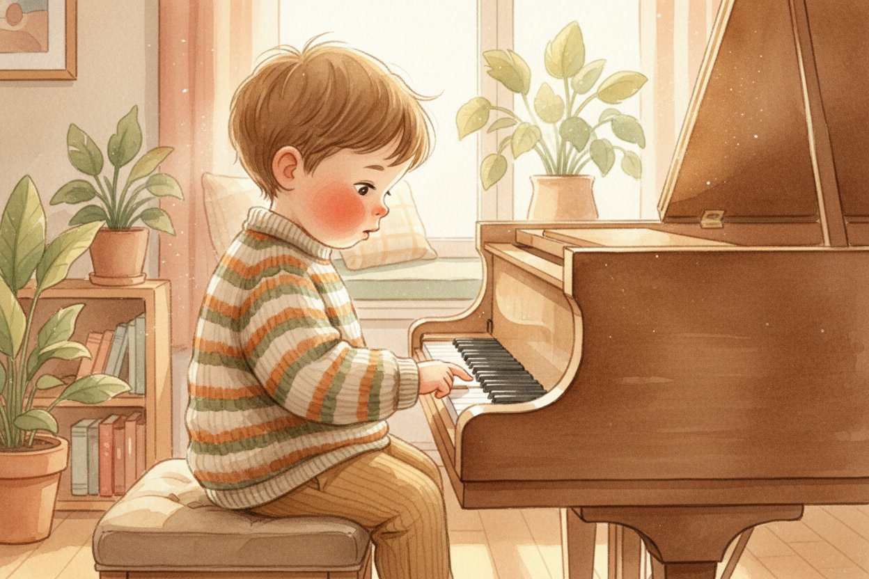You press a piano key — ~~just one finger, one gentle push~~ — and **suddenly the whole room fills** with a *single, per