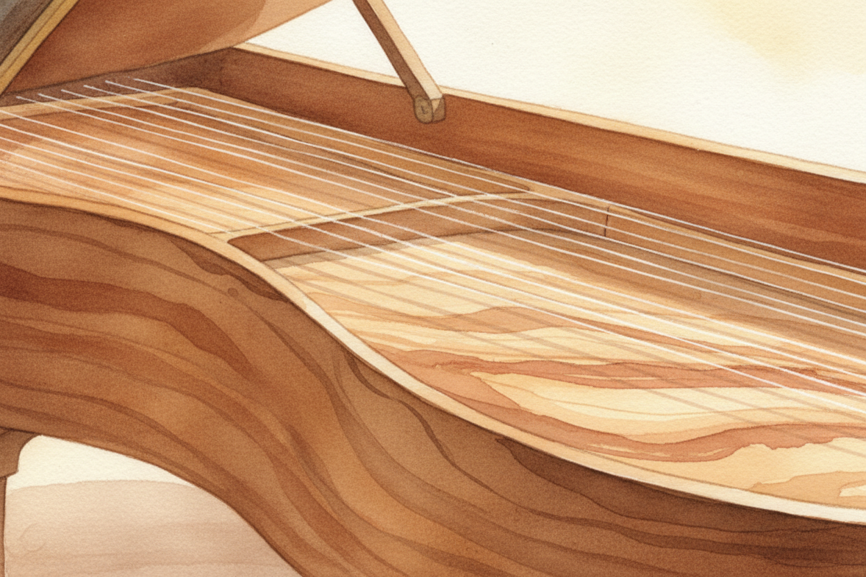 ~~Now here's the thing:~~ a vibrating string on its own is **almost silent**. It's too thin to push much air around. So 
