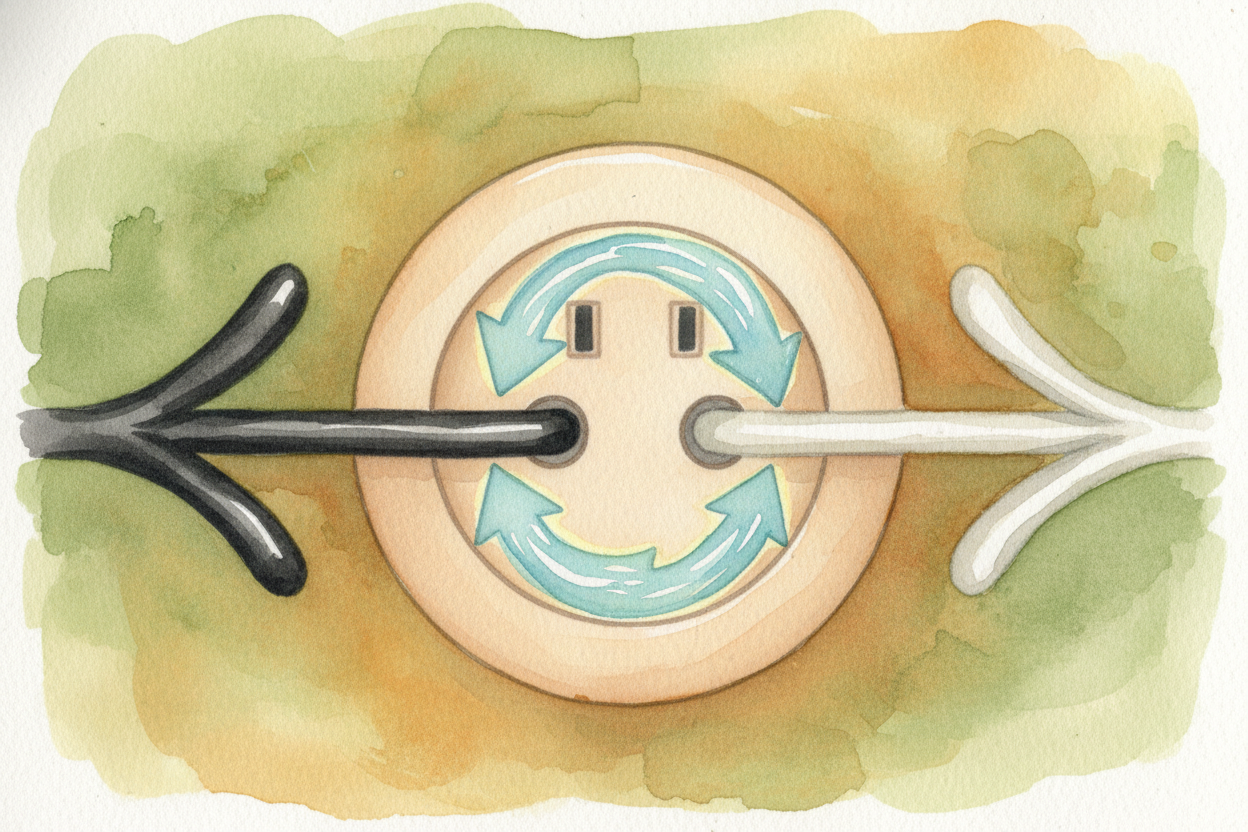 Behind your wall, two wires arrive at the outlet: a "hot" wire (usually black) that **pushes electrons forward**, and a 