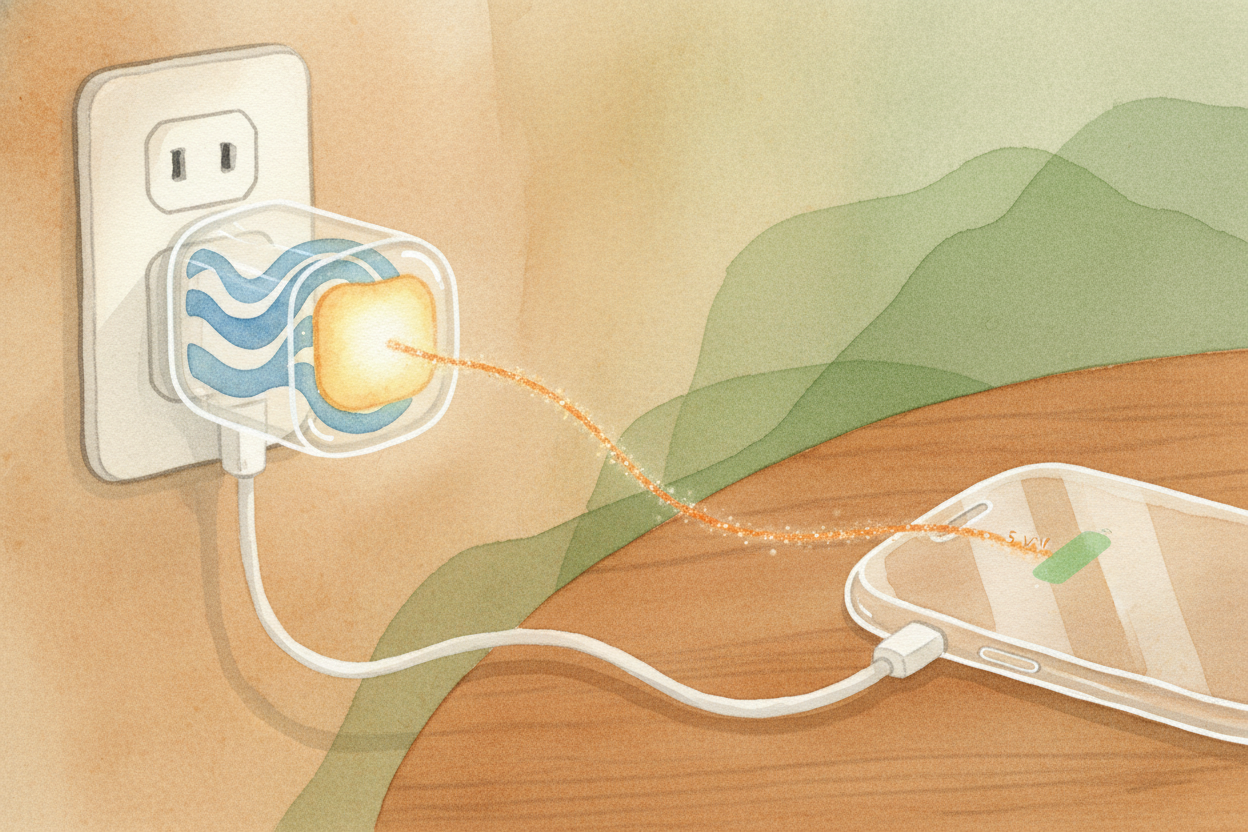 Your outlet delivers about **120 volts** in North America — that's the _"pressure" pushing electrons_ through the circui