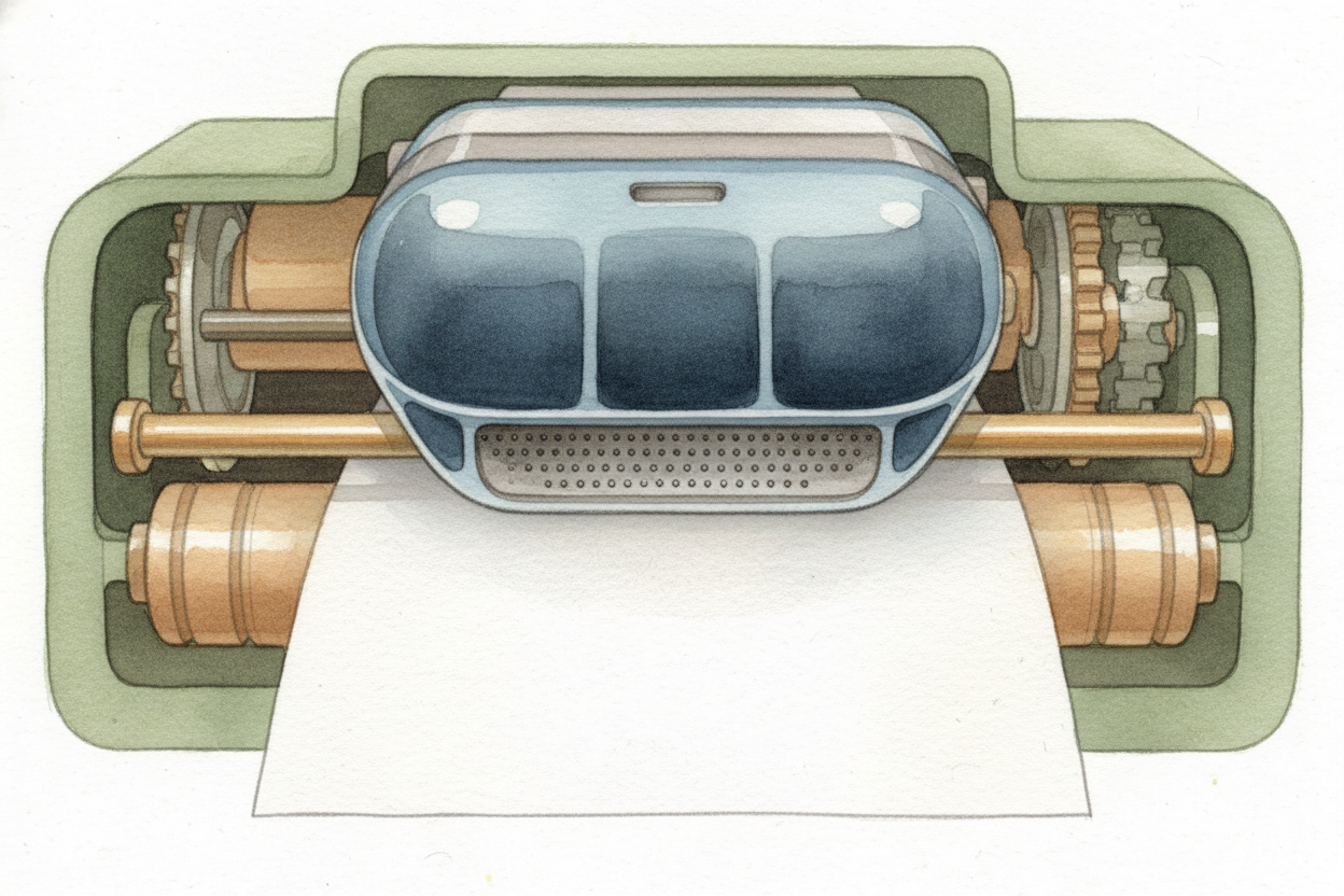 Most home printers are ++inkjet printers++, which means they spray ink. Inside the printer lives a cartridge—a little pl