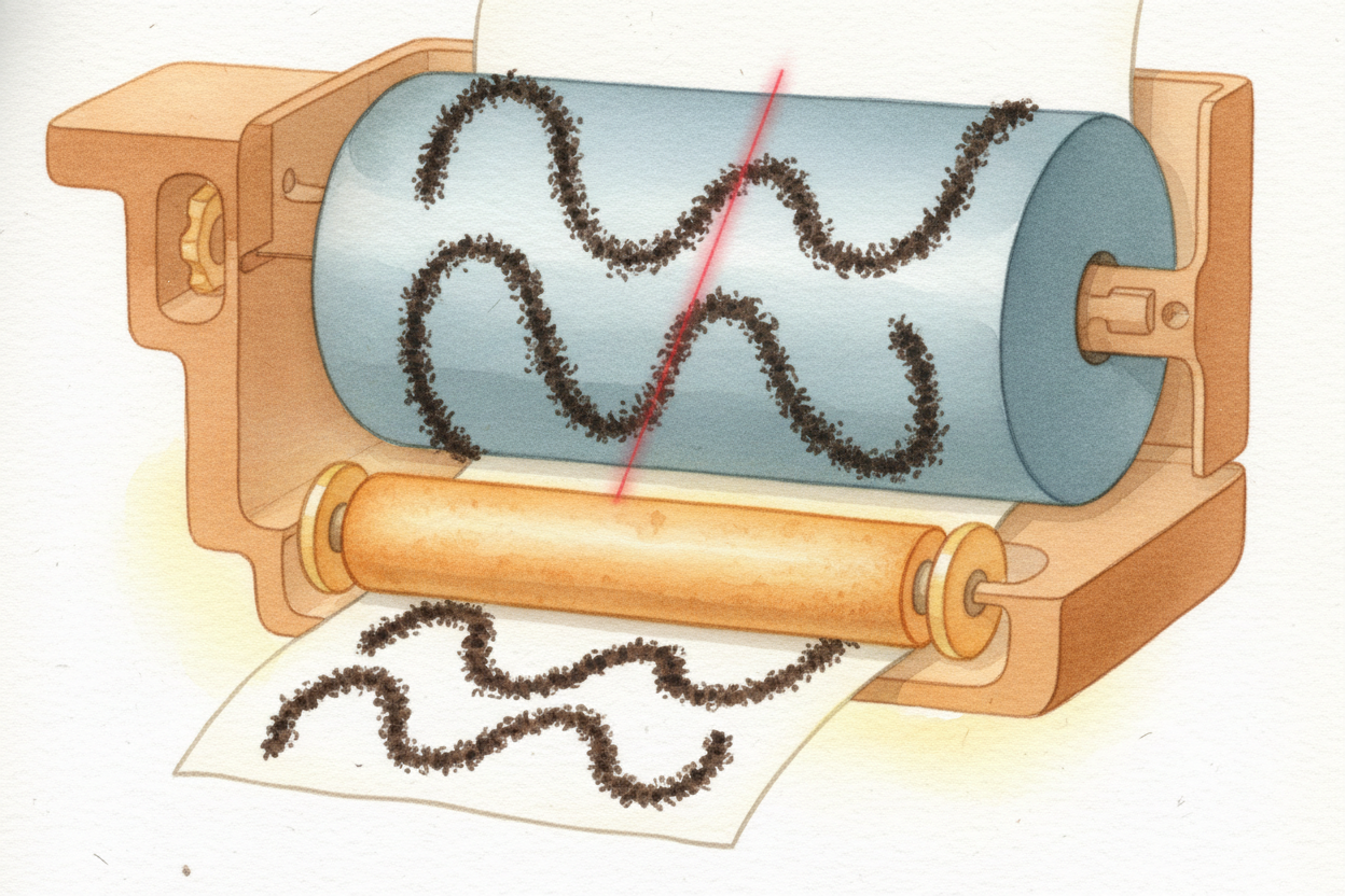 Some printers use a different trick—++laser printers++. They don't spray ink; they use powder called ++toner++ and **sta