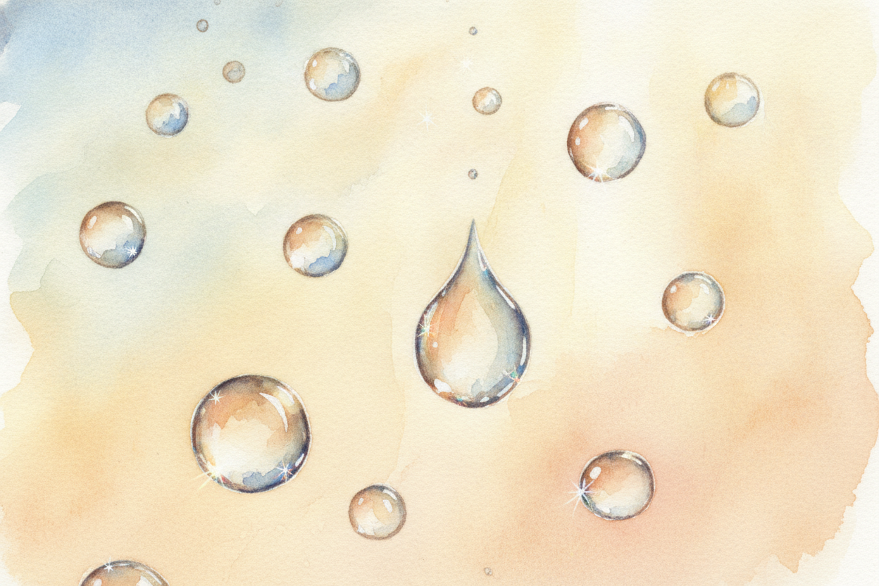 That something is a ++raindrop++. After rain, the air is still full of **tiny round drops** drifting and falling. Each o