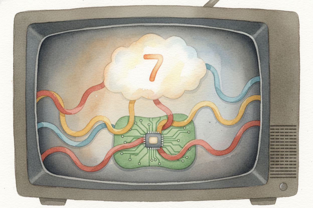 The receiver decodes the blink pattern and sends it to the TV's brain — a little computer inside. The computer checks it