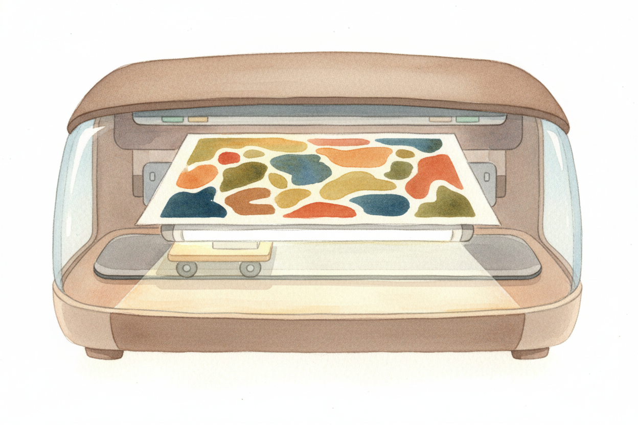 Inside the scanner, under the glass, lives a long skinny light bar — ~~bright as a dentist's lamp~~ — mounted on a littl