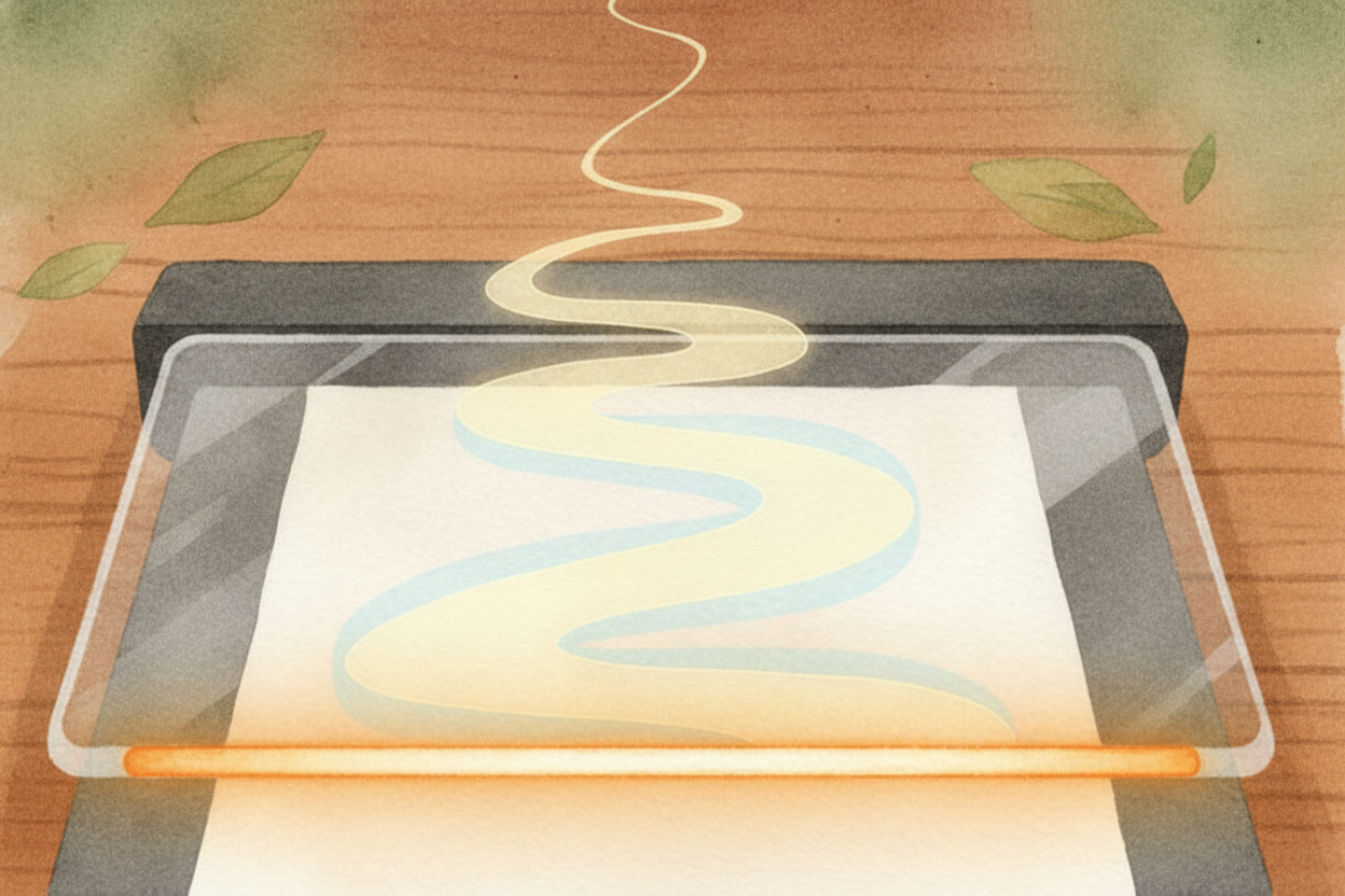 The scanner doesn't "see" the whole page at once like your eye does. It's more like reading a book *one line at a time* 