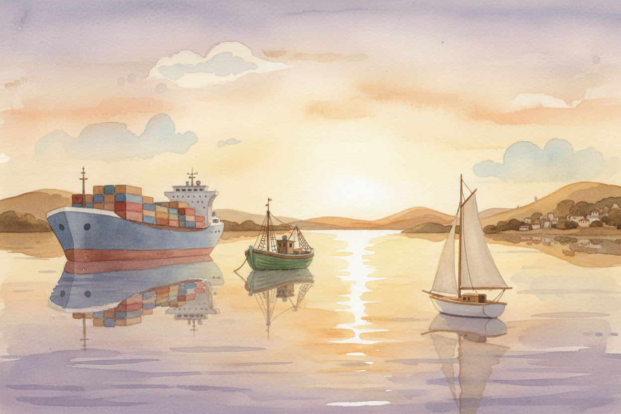 ~~So the ship floats for the same reason you do in a pool:~~ it's shaped to **shove aside enough water** that the *push-