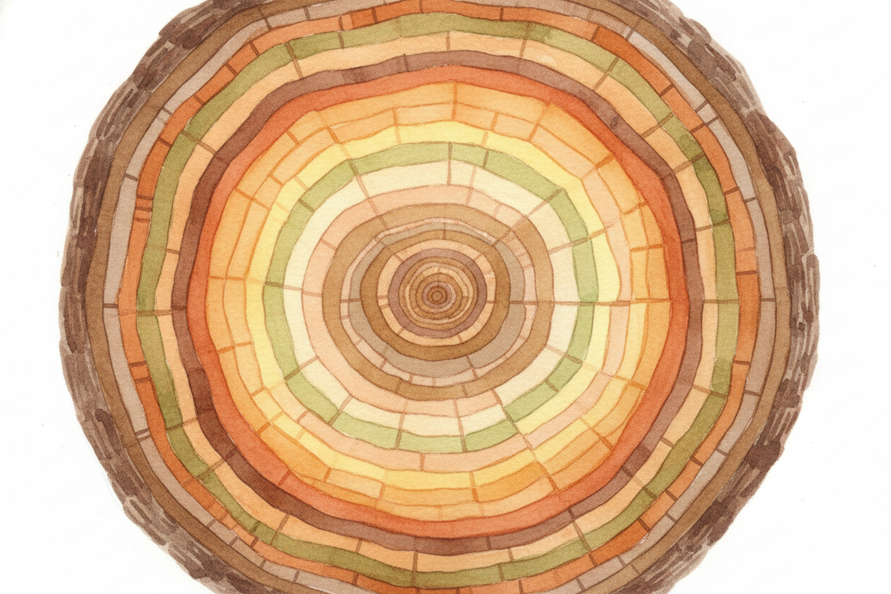 The tree uses that sugar to build more of itself — more cells, more leaves, more roots, more trunk. A single cell **spli