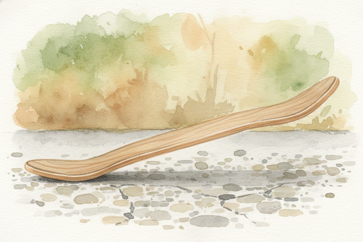 Start with the deck — that wooden board under your feet. It's not flat. The nose and tail curve up like ski jumps, and t