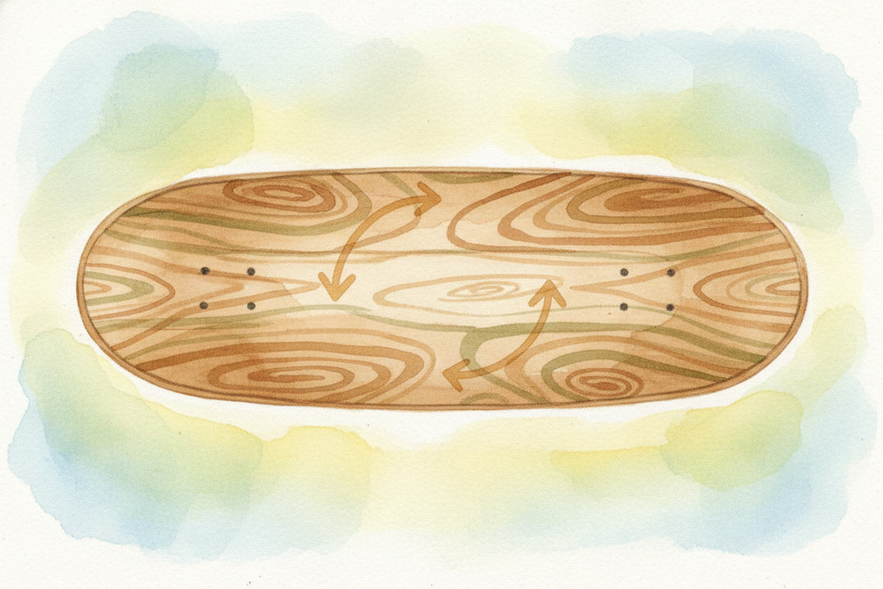 The shape of the deck matters for spins, too. It's symmetrical nose-to-tail, so whether you're riding forward or backwar