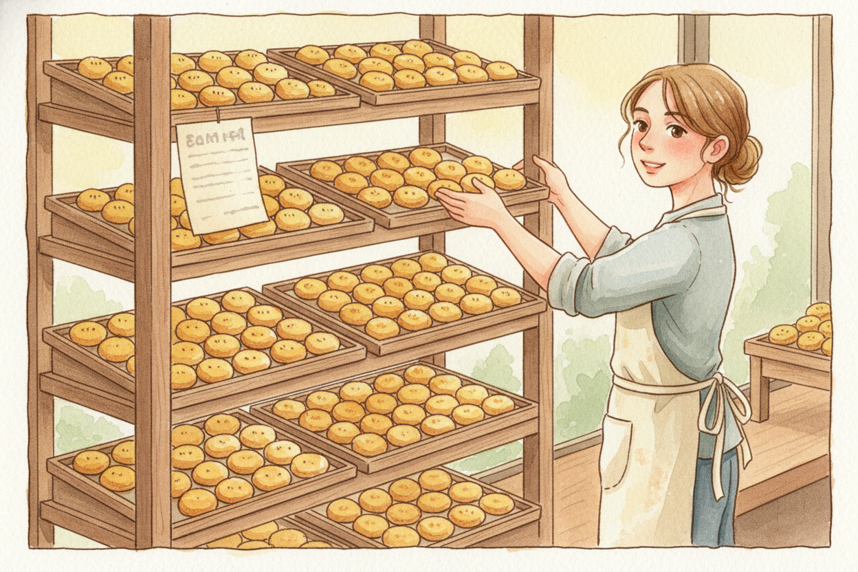 Now you bake. **Each batch of cookies costs you about $2** in ingredients and electricity. You bake ten batches — that's