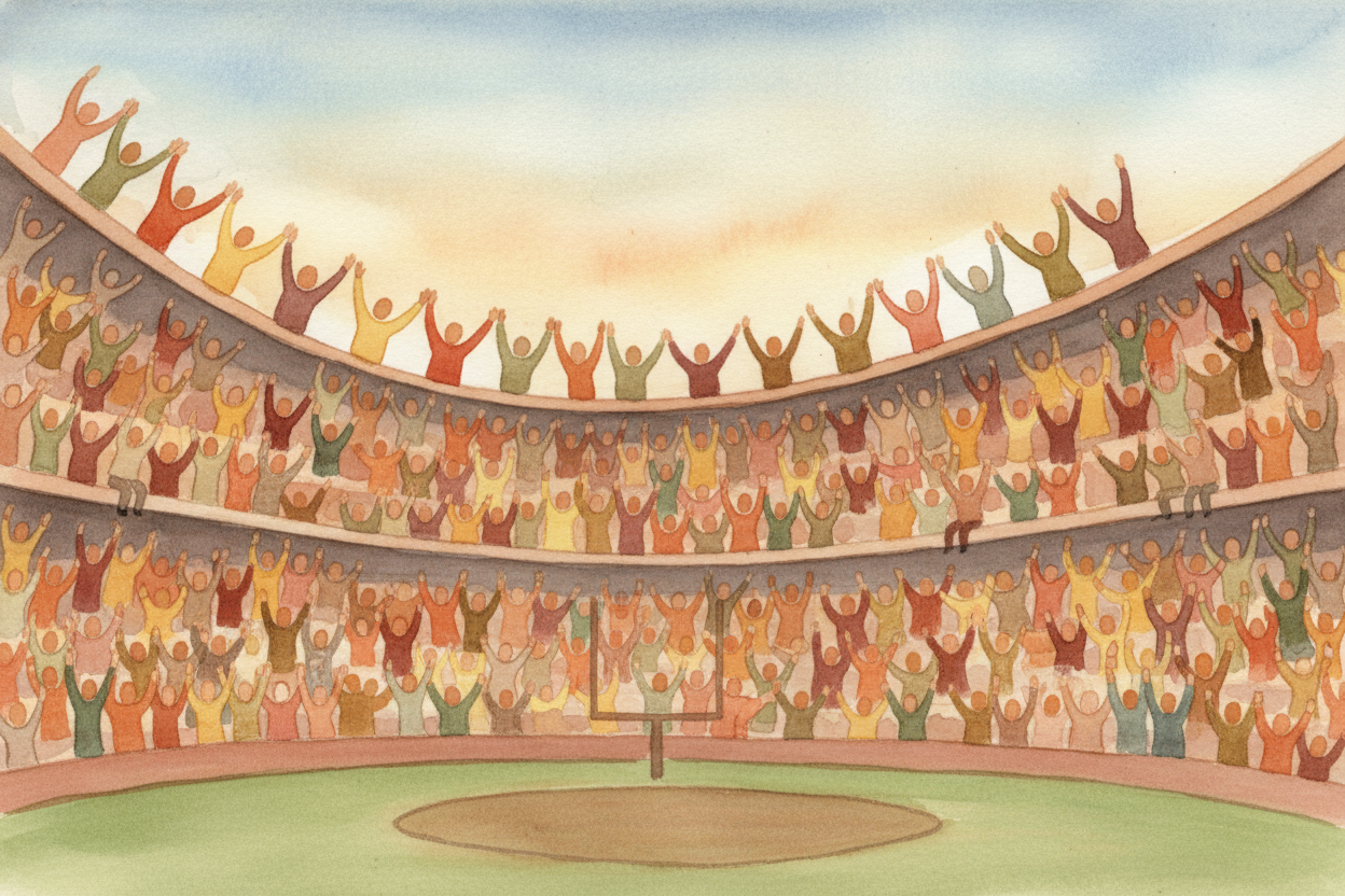 Sound is air molecules bumping into each other in waves — ~~like a stadium crowd doing the wave with their bodies~~. Whe