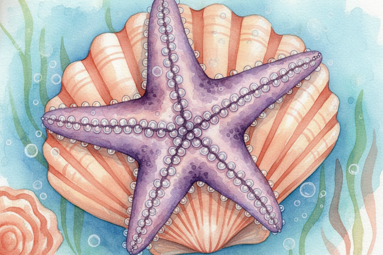 First, the starfish uses its arms. Underneath each arm are **hundreds of tiny tube feet** — _little suction cups powered