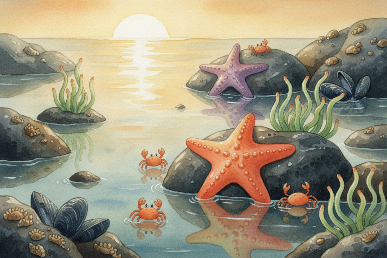 ~~So the next time~~ you see a starfish in a tide pool, stuck to a rock, looking like it's **doing nothing** — it might 