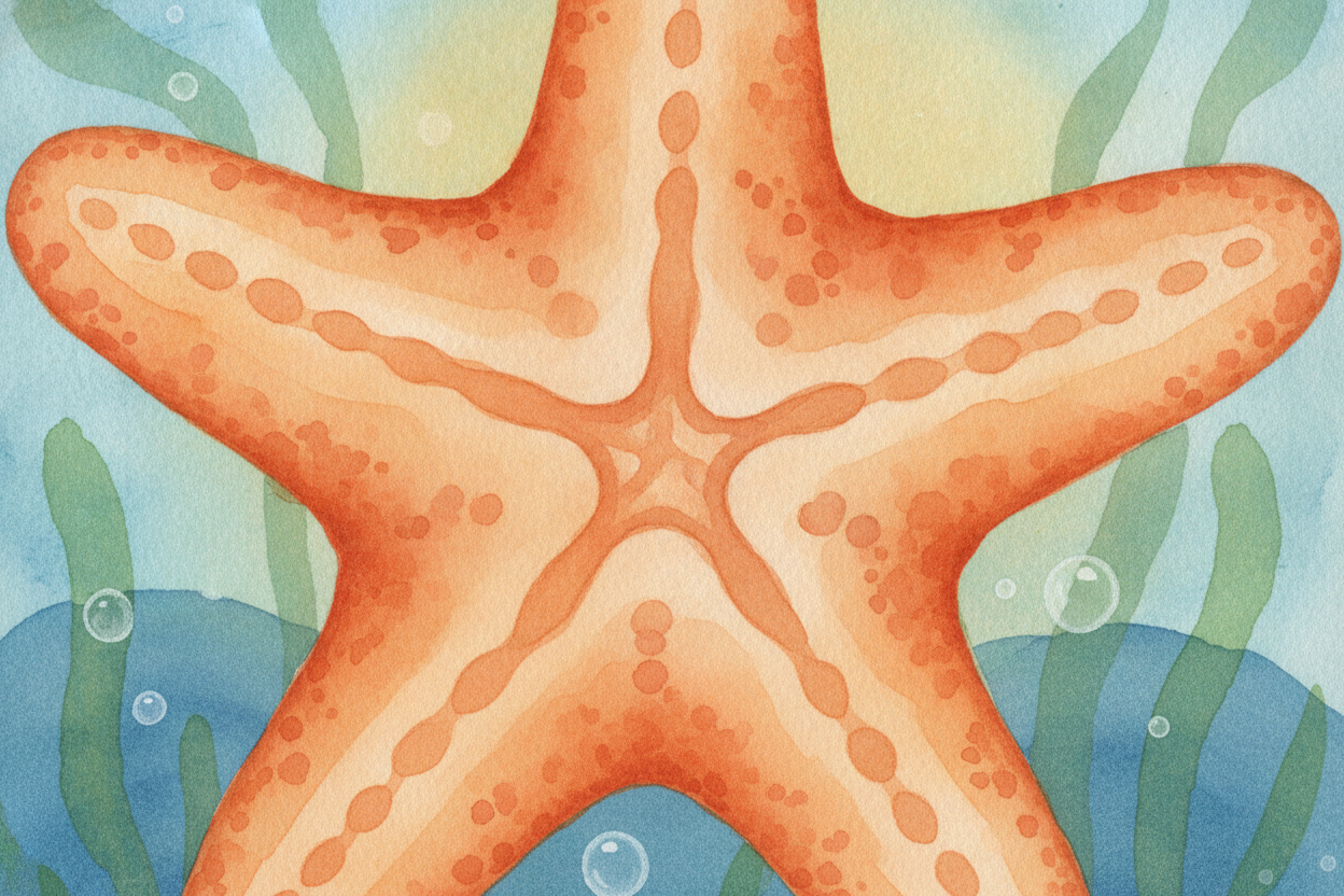 First, let's find the mouth. ~~Flip a starfish over~~ and look at the very center of its underside — **right where all f