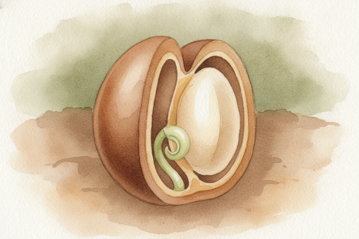 A seed is really a **survival kit with three parts**: a _baby plant curled up asleep_, a *lunchbox of stored food* packe