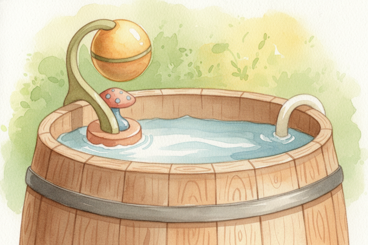 As the water rises, the float rises with it. **The higher it goes**, the more it pushes against the valve. ~~When the fl