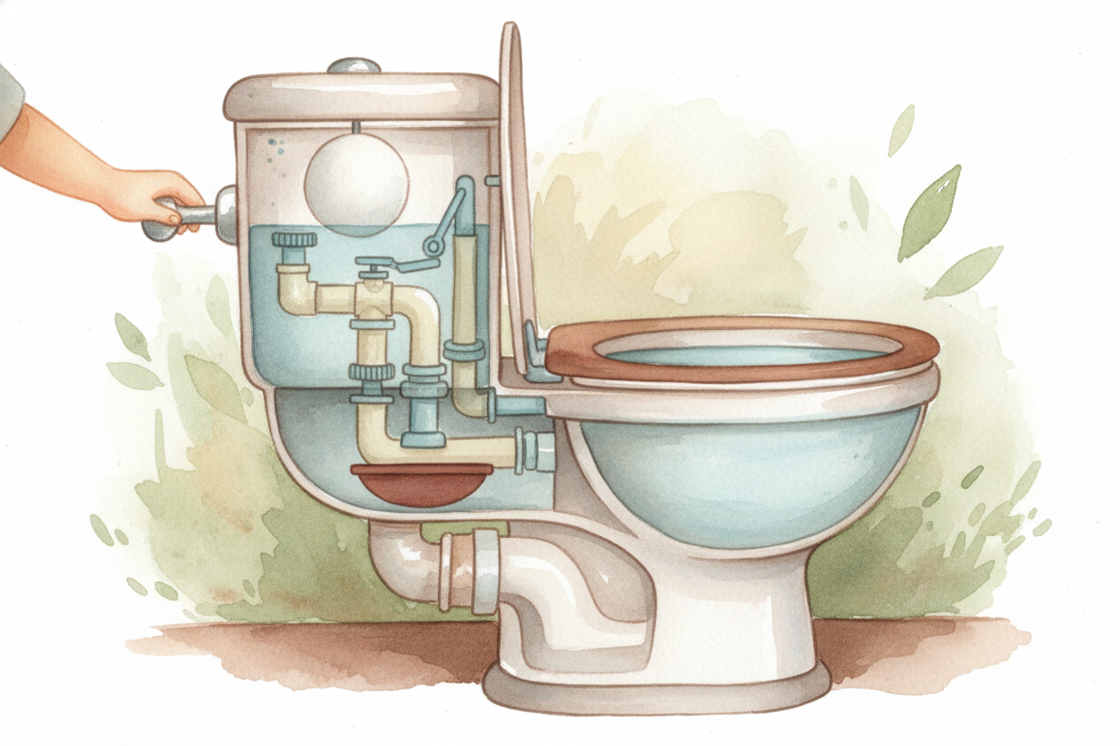 ~~So that's the trick:~~ **a self-stopping toilet** is just a float that remembers where "full" is. Push the handle and 