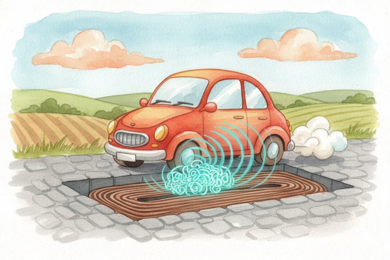 When your car rolls over that loop, ~~something invisible happens~~. The car's big metal body changes the magnetic field