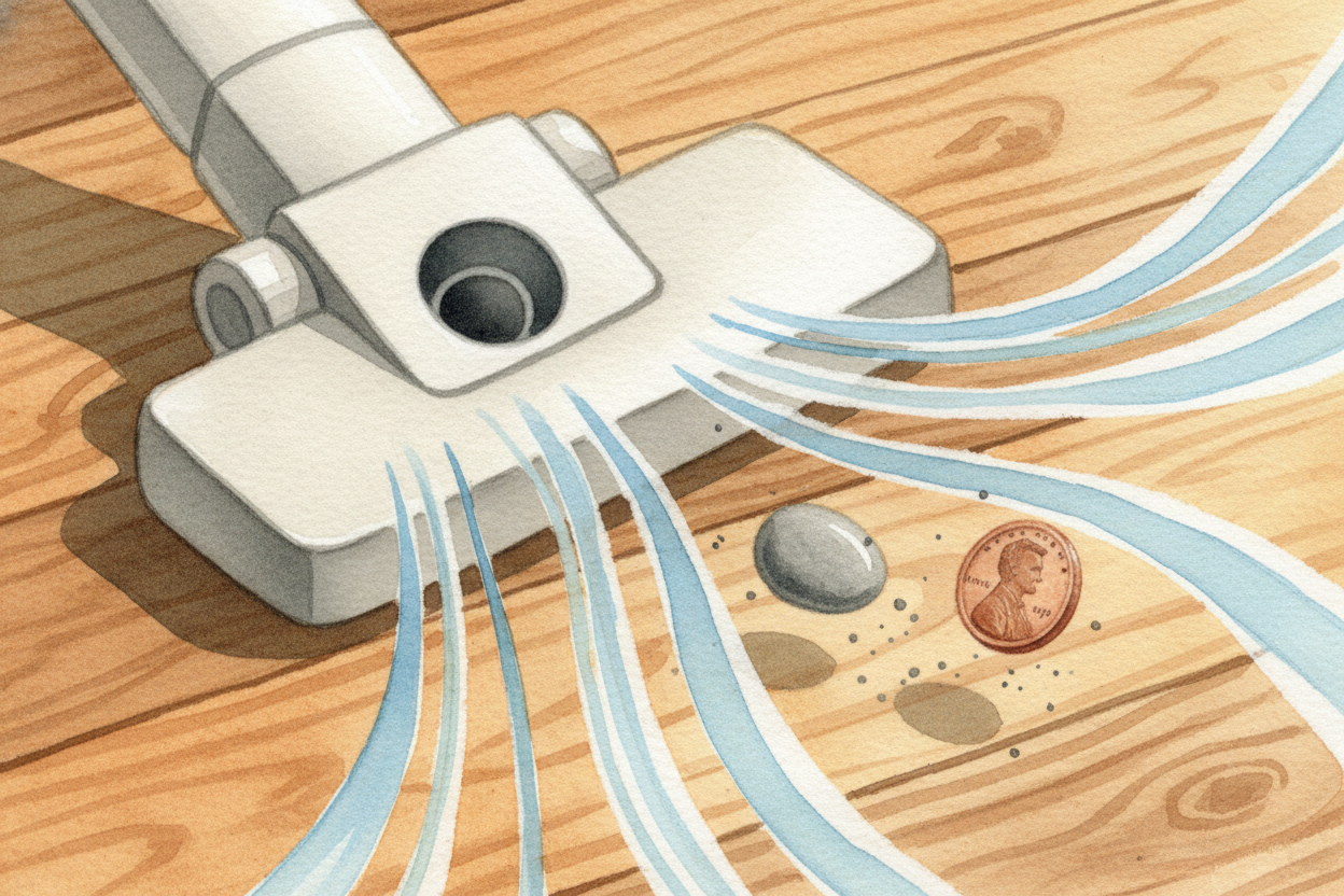 ~~Heavy stuff~~ — like a pebble or a penny — needs more than a breeze to move. That's why you have to roll the vacuum ri