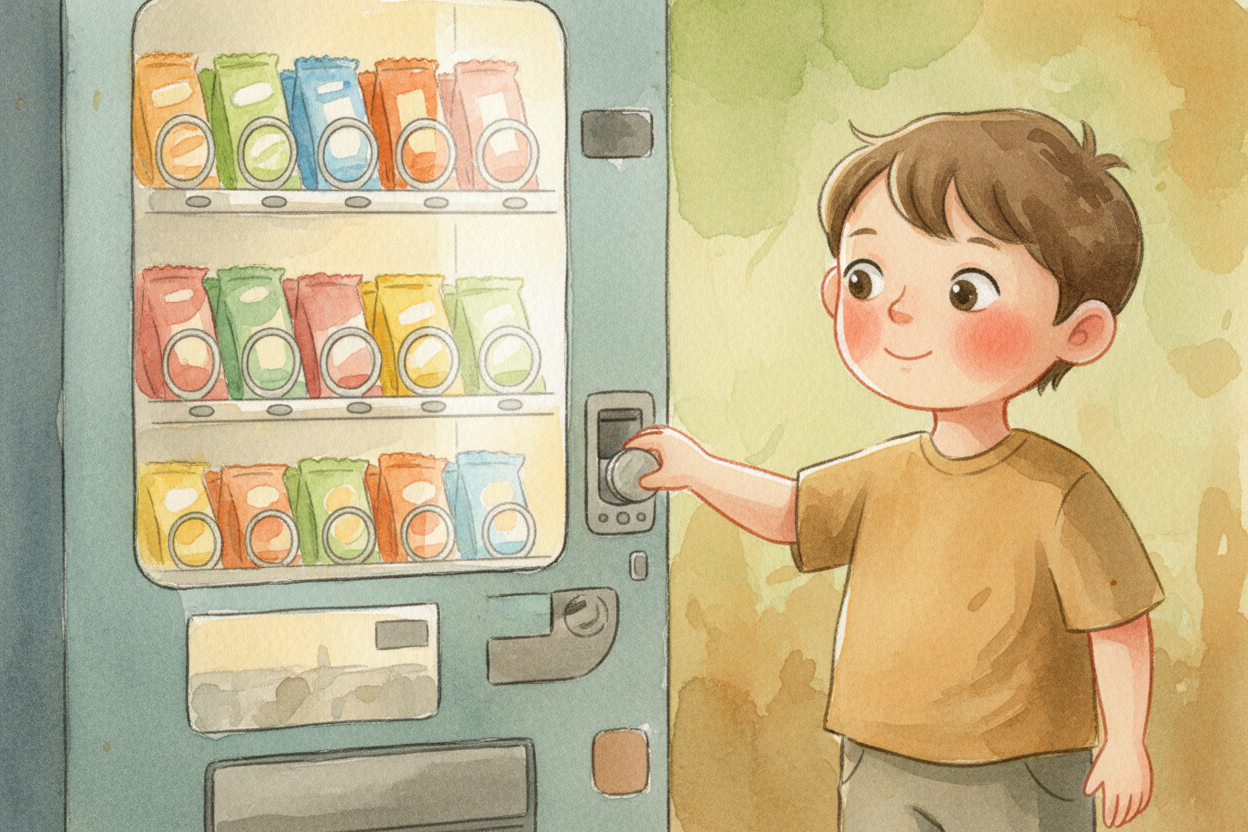 You slide a coin into the slot, and somewhere inside the machine, ~~something *decides*~~. **Not a quarter. Not a button
