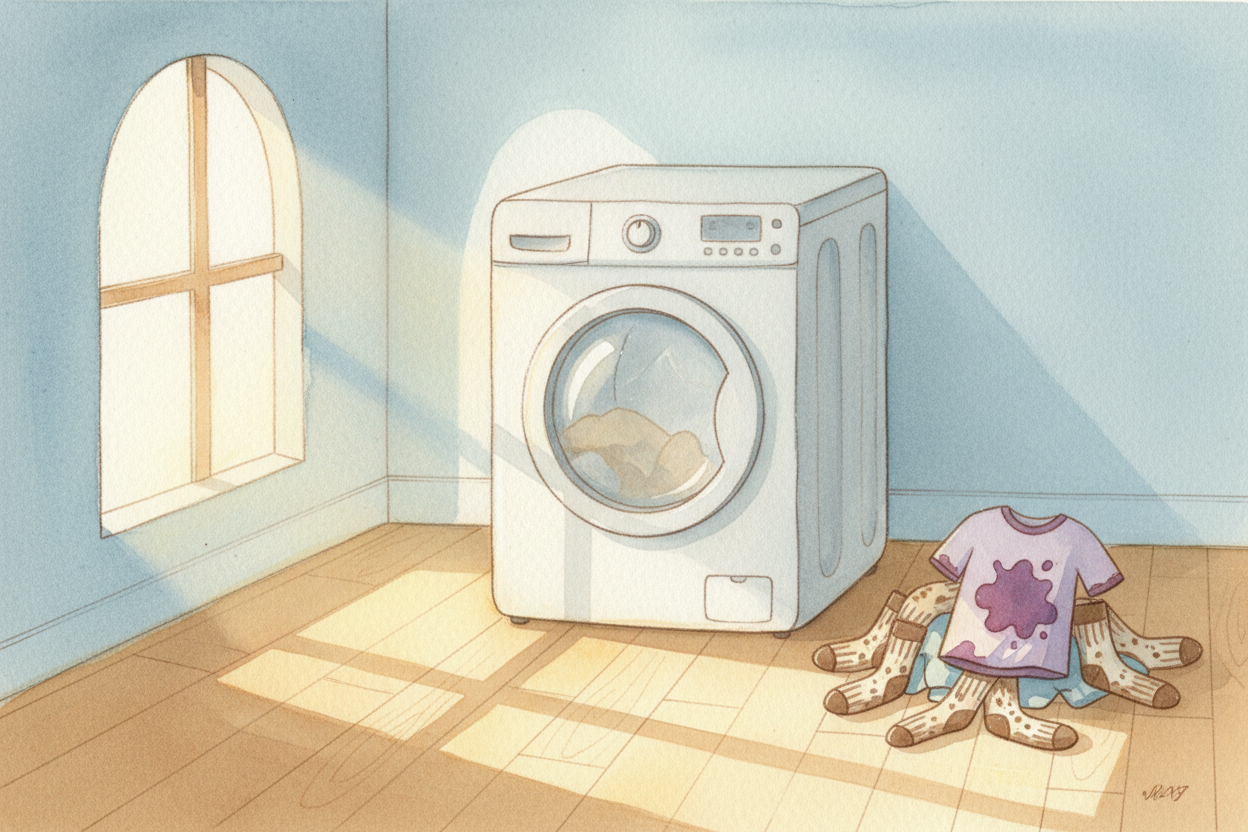 You toss your muddy socks and grape-juice shirt into the drum, twist the dial, and walk away. An hour later: clean cloth