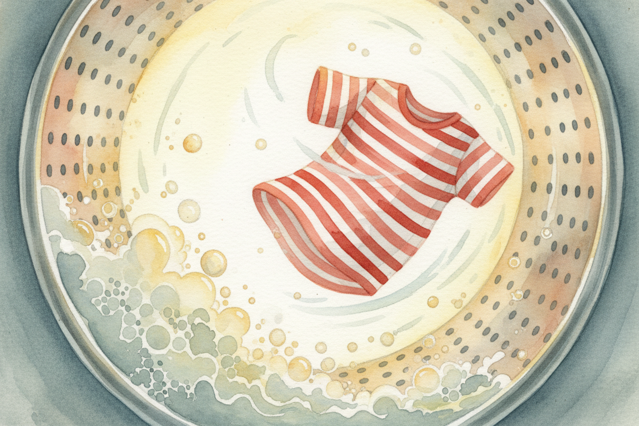 ~~But soap alone is polite and slow.~~ The drum doesn't wait. It starts to spin — gently at first, tumbling your shirt u