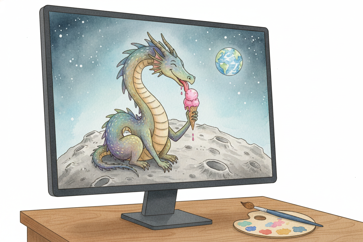 After **hundreds of these tiny pixel nudges**, the noise has ~~transformed completely~~. The dragon's scales *catch imag