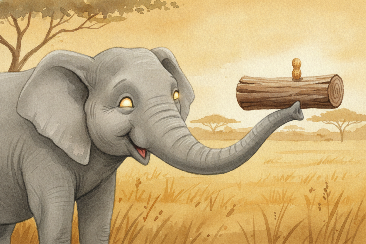 So a trunk isn't really one tool — it's a nose, a hand, a straw, a hose, a trumpet, and a hug, all rolled into one bonel