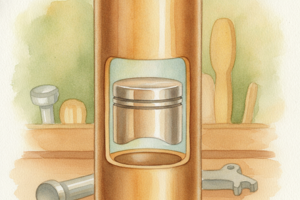 Inside the engine are smooth metal tubes called ++cylinders++. **Picture a tall drinking glass standing upright**. Insid