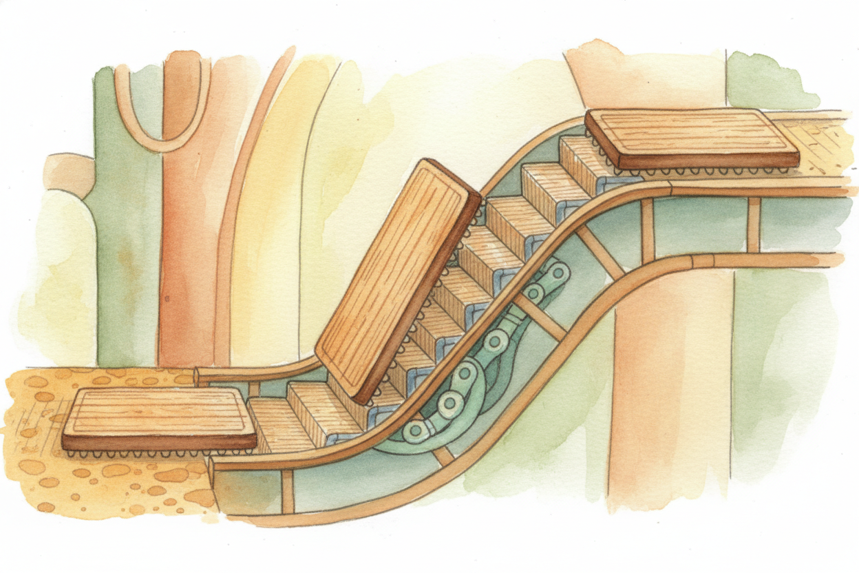 ~~Now here's the trick:~~ the steps aren't just **flat platforms**. At the top and bottom, the floor flattens out so you