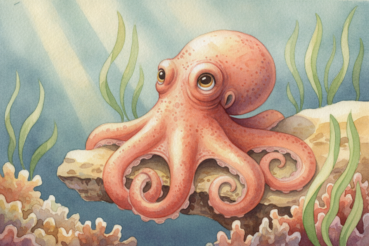 ~~Picture the softest, squishiest genius in the sea.~~ No bones, no shell, no armor — just eight arms and **a body like 