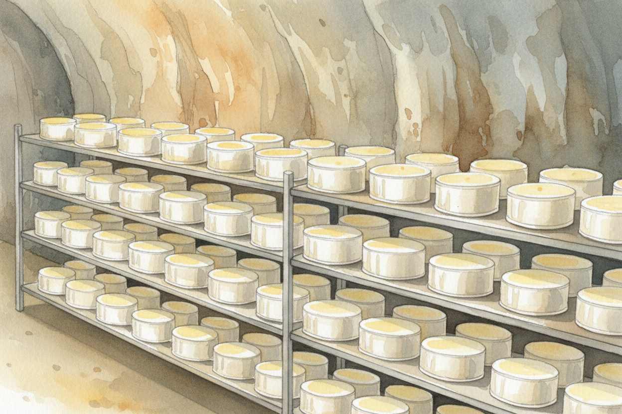 The curds get scooped into molds — ~~not the fuzzy kind of mold~~, but plastic or metal forms that shape the cheese into